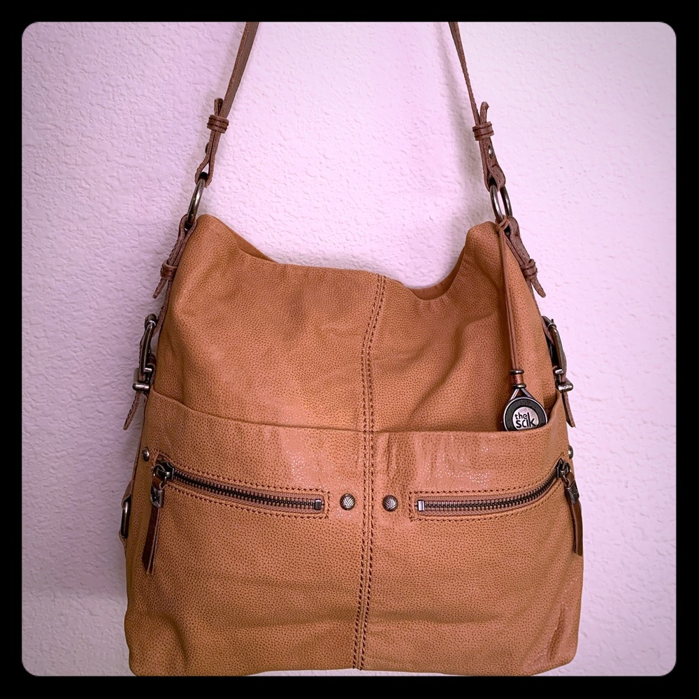 Saks Brown leather tote